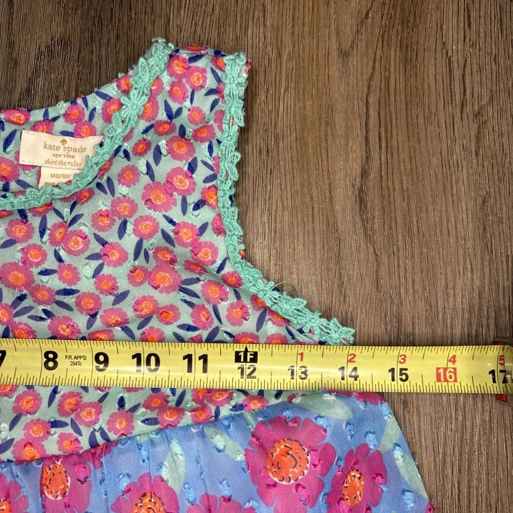 Kate Spade Dress Girl's Size 10 Floral Chiffon Trapeze Tiered Fully Lined Easter